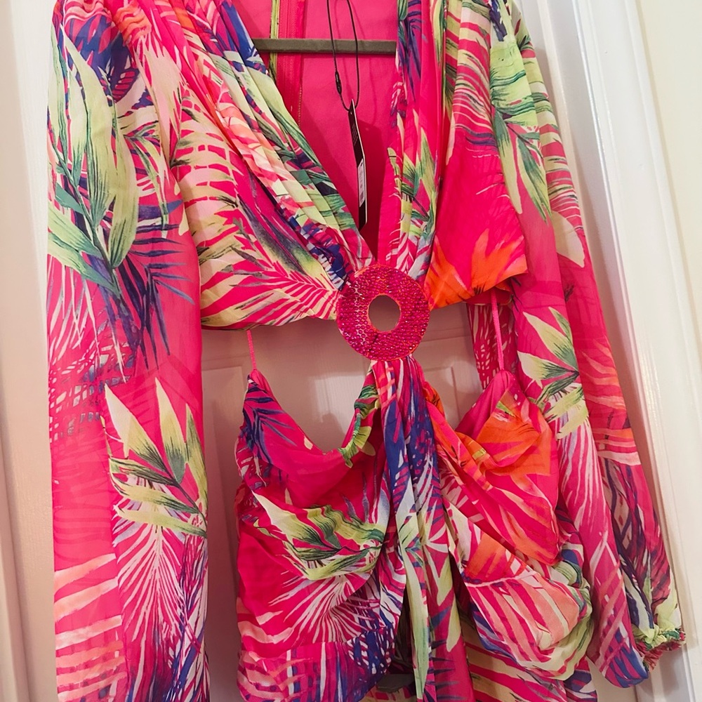 Fashion Nova Pink Tropical Maxi Dress